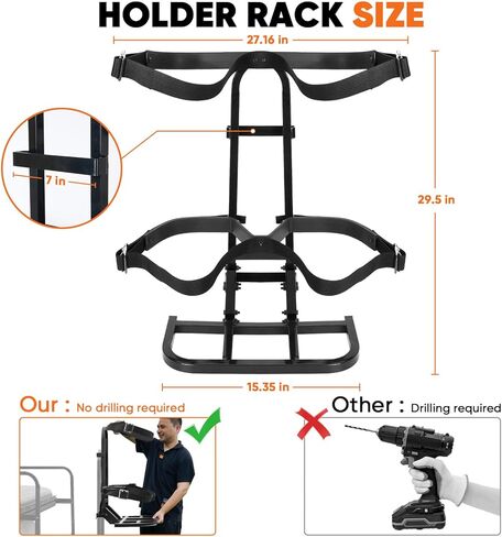 رف حامل حقيبة المقعد الخلفي لعربة الجولف العالمية متوافق مع EZGO/Club Car/Yamaha، يناسب شريط الإمساك الآمن بحد أقصى 7 بوصات، لا يتطلب الحفر، لا تشغل مساحة المقعد الخلفي، أسود in Kuwait