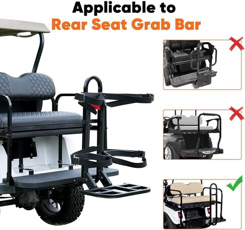 رف حامل حقيبة المقعد الخلفي لعربة الجولف العالمية متوافق مع EZGO/Club Car/Yamaha، يناسب شريط الإمساك الآمن بحد أقصى 7 بوصات، لا يتطلب الحفر، لا تشغل مساحة المقعد الخلفي، أسود in Kuwait