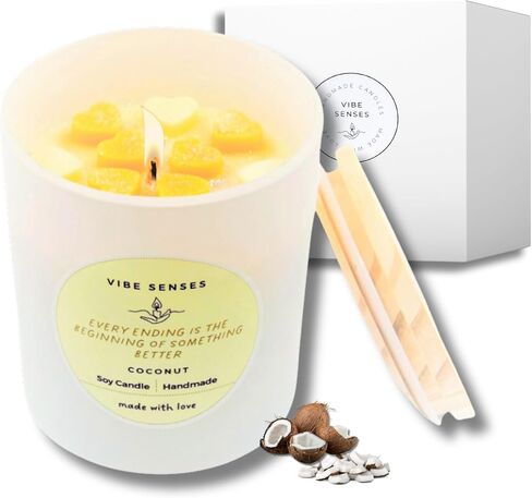Soy Candles | Coconut, 100% Natural Soy Candle, 14 ounces, Paraben-Free and Premium Fragrance Oils, Burn Time 50+ Hours in Saudi Arabia