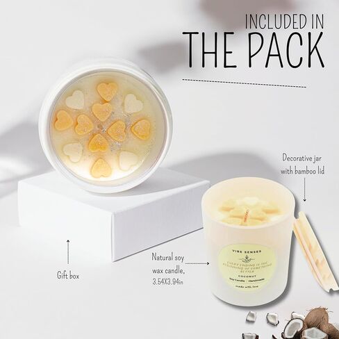 Soy Candles | Coconut, 100% Natural Soy Candle, 14 ounces, Paraben-Free and Premium Fragrance Oils, Burn Time 50+ Hours in Saudi Arabia