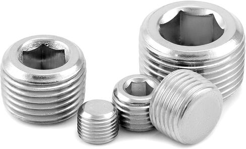 QWORK 304 Stainless Steel Pipe Fitting Kit Hex Countersunk Plug Assortment Set with NPT Male Thread 16 Pcs in Saudi Arabia