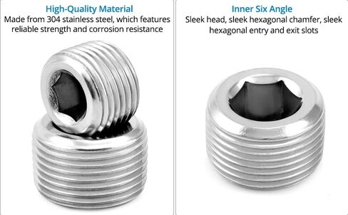 QWORK 304 Stainless Steel Pipe Fitting Kit Hex Countersunk Plug Assortment Set with NPT Male Thread 16 Pcs in Saudi Arabia