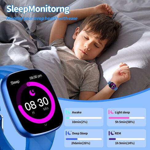 Smart Watch for Kids, Kids Fitness Tracker Watch for Boys Girls Ages 5-15, Activity Tracker, Heart Rate Sleep Monitor, IP67 Waterproof, Pedometer, Sport Modes, Puzzle Game, S60K Blue in Kuwait