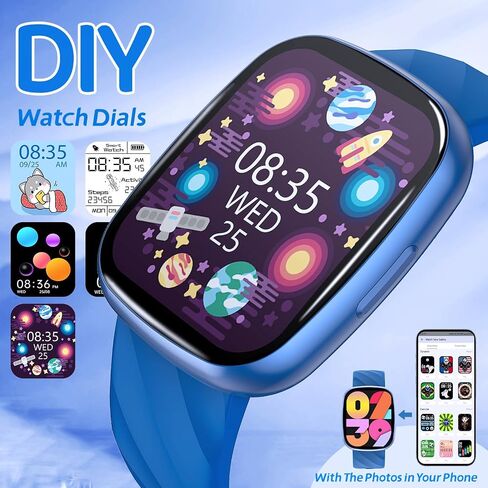 Smart Watch for Kids, Kids Fitness Tracker Watch for Boys Girls Ages 5-15, Activity Tracker, Heart Rate Sleep Monitor, IP67 Waterproof, Pedometer, Sport Modes, Puzzle Game, S60K Blue in Kuwait
