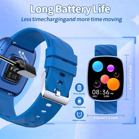 Smart Watch for Kids, Kids Fitness Tracker Watch for Boys Girls Ages 5-15, Activity Tracker, Heart Rate Sleep Monitor, IP67 Waterproof, Pedometer, Sport Modes, Puzzle Game, S60K Blue in Kuwait