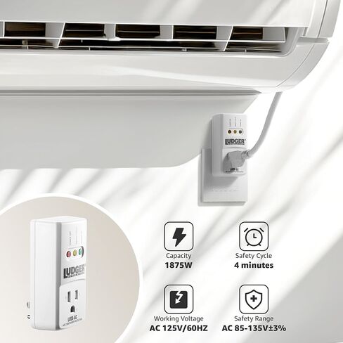 Ludger Power Surge Protector for Refrigerator (LUDX-RF), ETL Certified, Connects to Most Domestic Refrigerators, 4-Minute Safety Cycle, 3 Modes LED Indicator, Fire-Resistant Shell in Saudi Arabia