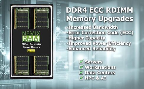 NEMIX RAM 64GB (1X64GB) DDR4 3200MHZ PC4-25600 2Rx4 1.2V 288-PIN ECC RDIMM Registered Server Memory in Kuwait