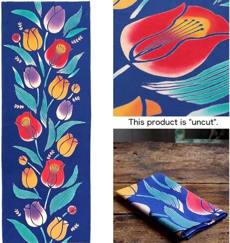 KOMESICHI Airashika Tenugui Japanese Tapestry Wall Hanging 100% Cotton Made in Japan 12.99 x 35.43 Inches (Tulip) in Saudi Arabia