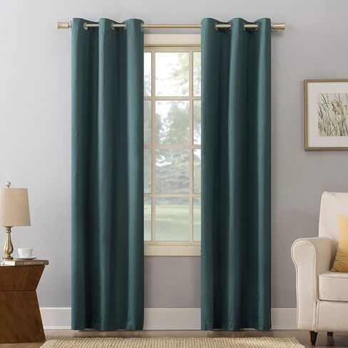 Sun Zero Cooper Thermal Insulated Energy Efficient Grommet Curtain Panel, 40" x 84", Teal in Saudi Arabia