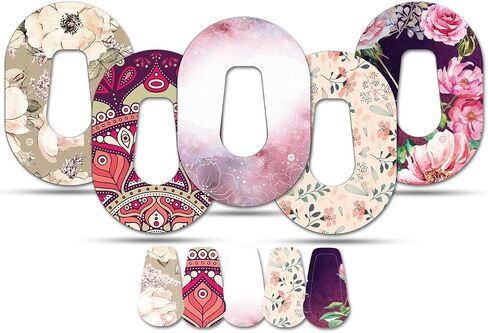 Blooming Flowers - Adhesive Patch for Dexcom Transmitter, Watertight, Peel Resistant, Hypoallergenic, Glucose Monitor Tapes Variety Pack of 5 (G6 Mini) in Saudi Arabia