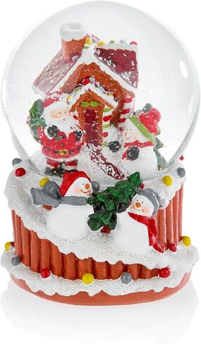 Christmas Musical Snow Globe - Plays 8 Songs Including Jingle Bells & Lights Up with Changing LED Colours - Large 14cm (Gingerbread House) in Saudi Arabia