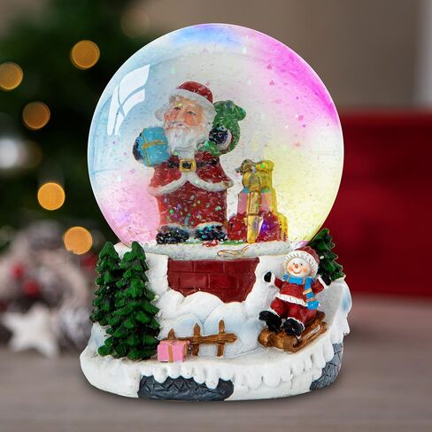Christmas Musical Snow Globe - Plays 8 Songs Including Jingle Bells & Lights Up with Changing LED Colours - Large 14cm (Gingerbread House) in Saudi Arabia