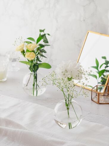 Bud vase Set of 2, Ball Shape vase, Clear vase, Gift, Room Deco, Small Vintage vase for Living Room, Dinning Table, Bedroom, Centerpieces, Entryway, Office, Wedding, Table, Shelf in Saudi Arabia
