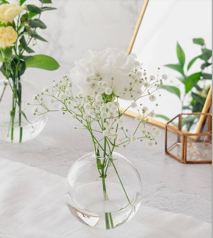 Bud vase Set of 2, Ball Shape vase, Clear vase, Gift, Room Deco, Small Vintage vase for Living Room, Dinning Table, Bedroom, Centerpieces, Entryway, Office, Wedding, Table, Shelf in Saudi Arabia