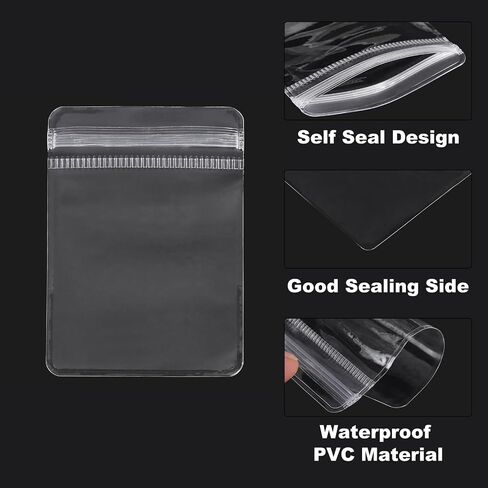 uxcell 100pcs PVC Jewelry Bags 2 x 2.8 Inch Self Seal Jewelry Pouches Clear Zipper Bags for Necklace Ring Earring Jewelry Packaging, Transparent in Saudi Arabia