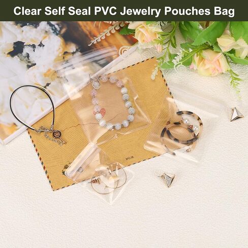 uxcell 100pcs PVC Jewelry Bags 2 x 2.8 Inch Self Seal Jewelry Pouches Clear Zipper Bags for Necklace Ring Earring Jewelry Packaging, Transparent in Saudi Arabia