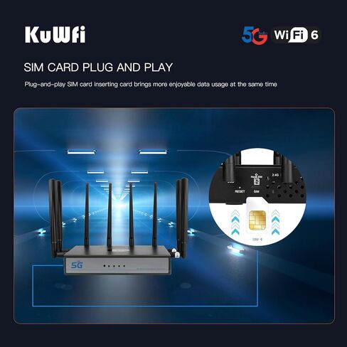 فتحة بطاقة simcard KuWFi 5G NR SA NSA AX3000 WiFi 6 CPE راوتر يدعم بطاقات simcard مزدوجة النطاق 2.4G/5.8 جهاز توجيه جيجابت عالي السرعة in Kuwait