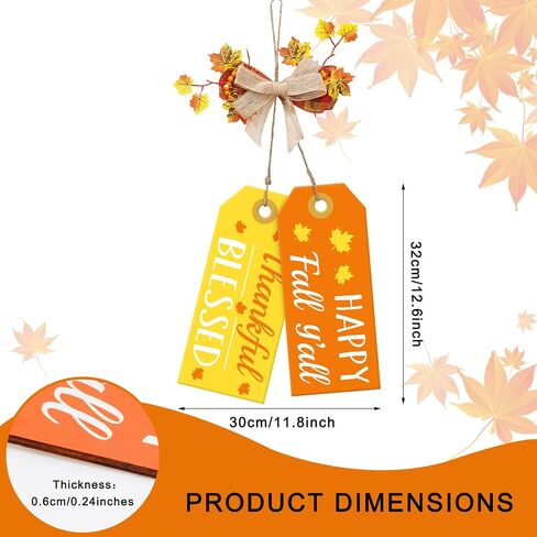 AnyDesign Happy Fall Y'all لافتة باب الخريف الحصاد الباب الأمامي شماعات الباب البرتقالي الأصفر مقبض الباب علامة معلقة مع القوس المباركة علامة خشبية شاكرة لعيد الشكر ديكور المنزل مزرعة جدار الشرفة in Saudi Arabia