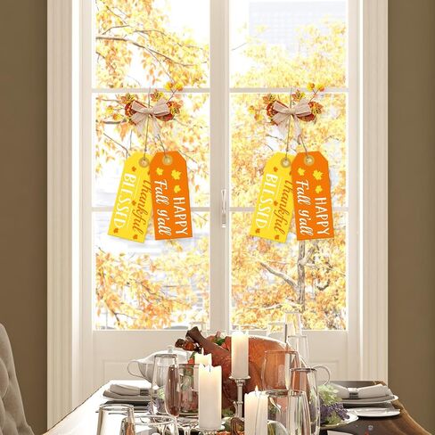 AnyDesign Happy Fall Y'all لافتة باب الخريف الحصاد الباب الأمامي شماعات الباب البرتقالي الأصفر مقبض الباب علامة معلقة مع القوس المباركة علامة خشبية شاكرة لعيد الشكر ديكور المنزل مزرعة جدار الشرفة in Saudi Arabia
