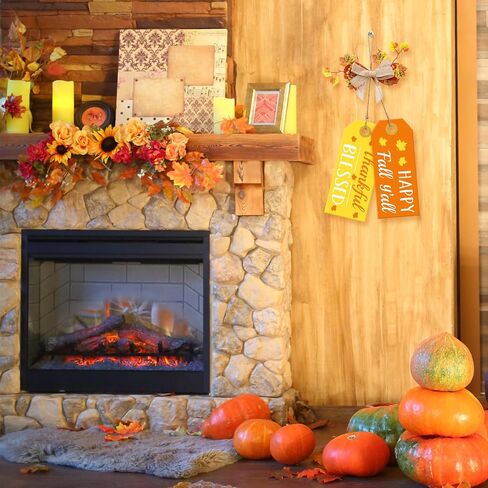 AnyDesign Happy Fall Y'all لافتة باب الخريف الحصاد الباب الأمامي شماعات الباب البرتقالي الأصفر مقبض الباب علامة معلقة مع القوس المباركة علامة خشبية شاكرة لعيد الشكر ديكور المنزل مزرعة جدار الشرفة in Saudi Arabia