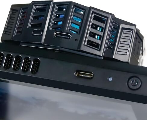 مبرد مروحة سطح البخار YIGORN، مروحة تبريد سطح البخار، مشعاع مع مروحة، تقنية تبريد غرفة تبريد أشباه الموصلات للهواتف الذكية المتقدمة - مروحة ذات 9 شفرات - 12 مصباح LED RGB - كابل طاقة USB من النوع C (أسود) in Kuwait