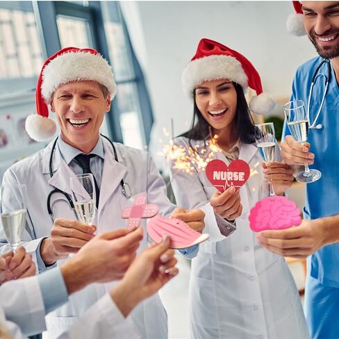 48 Pieces Christmas Nurse Wood Ornament Scrub Life Nurse Tray Ornament Christmas Nurse Cap Ornament Nurse Themed Hanging Ornament Nurse Appreciation Gifts for Christmas Tree Home Decorations (Classic) in Saudi Arabia