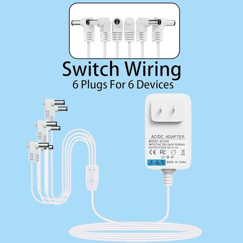 محول طاقة أبيض بتيار متردد/تيار مستمر 4.5 فولت لملحق قرية ليماكس المضيئة، متوافق مع ليماكس #94563 94564 74707 74295 84428 94565 94566 94527 لتزيين المباني الصغيرة لعيد الميلاد (6 مخرجات رأس) in Kuwait