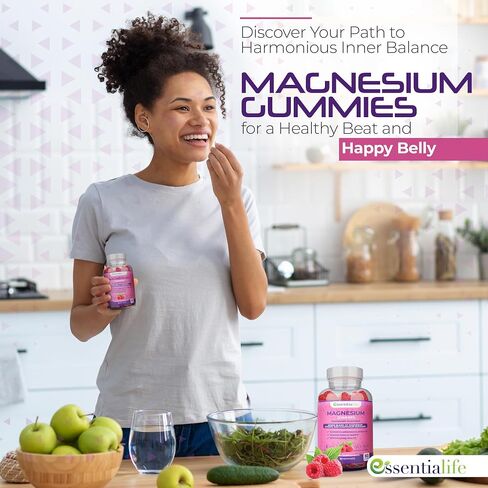 Magnesium Gummies 2 Packs Essentialife 100mg Per Serving - Blend of Magnesium Citrate & Magnesium Glycinate - Supports Healthy Digestion - Stay Calm & Energetic with Magnesium Supplements for Sleep in Saudi Arabia