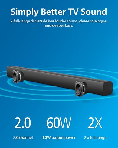 PHILIPS TAB4208 2.0 Channel Soundbar with Bluetooth, HDMI ARC, and USB Playback - Simply Better TV Sound in Kuwait