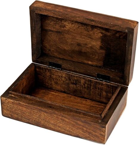 STORE INDYA خشبي مصنوع يدويًا مزخرف شجرة الحياة صندوق مجوهرات خشبي صندوق الكنز منظم المجوهرات صندوق تذكار صندوق الكنز حامل حلية صندوق قفل صندوق ساعة هدايا لها (عتيق) in Kuwait