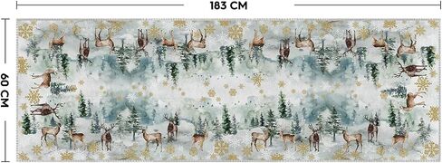 Artoid Mode Deer Snowflakes Pine Tree Christmas Area Rug, Xmas Winter Home Decor Low-Profile Washable Area Rugs for Entryway Bedroom Living Room Laundry Room Indoor 5x7 Feet in Saudi Arabia