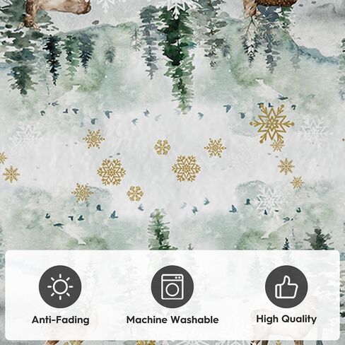 Artoid Mode Deer Snowflakes Pine Tree Christmas Area Rug, Xmas Winter Home Decor Low-Profile Washable Area Rugs for Entryway Bedroom Living Room Laundry Room Indoor 5x7 Feet in Saudi Arabia