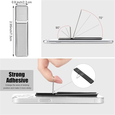 4 Pieces Phone Grip Strap Telescopic Phone Kickstand Elastic Finger Holer Hand Strap Adhesive Loop for Phone Grip with Stand Compatible with Most Smartphones (Black, Rose Gold) in Kuwait