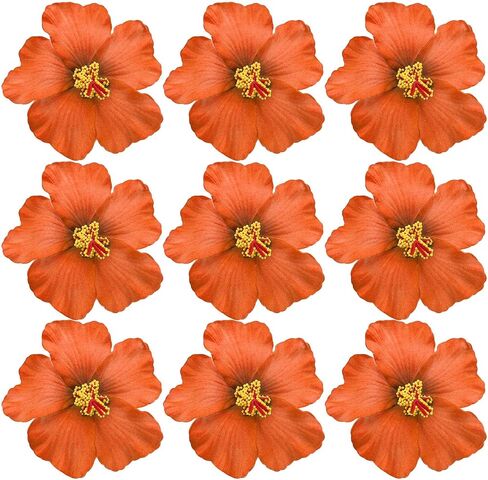 20 PCS Orange Hawaiian Faux Flowers Hibiscus Flowers Hawaii Party Summer Party DIY Foam Hibiscus Flower for Tabletop Decoration Party Favors Supplies (No Clip) in Saudi Arabia