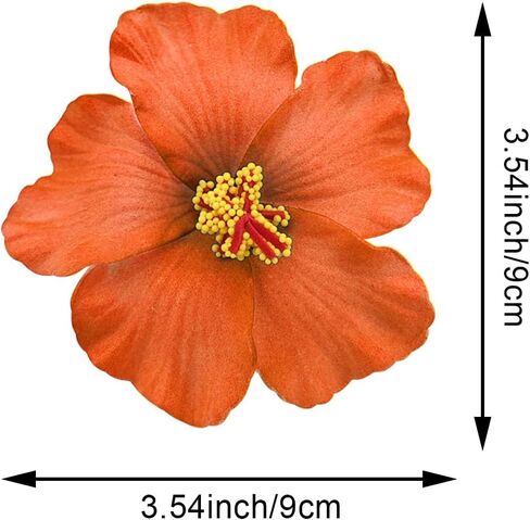 20 PCS Orange Hawaiian Faux Flowers Hibiscus Flowers Hawaii Party Summer Party DIY Foam Hibiscus Flower for Tabletop Decoration Party Favors Supplies (No Clip) in Saudi Arabia