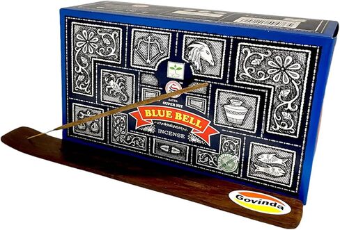 مجموعة حامل عصا البخور من جوفيندا مع أعواد البخور ساتيا بنغالور (BNG) سوبر هيت بلو بيل - 12 صندوقًا × 15 جرامًا in Kuwait