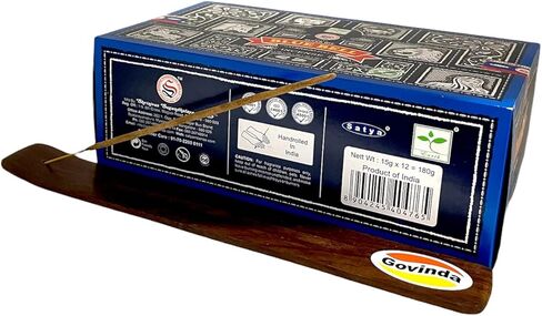 مجموعة حامل عصا البخور من جوفيندا مع أعواد البخور ساتيا بنغالور (BNG) سوبر هيت بلو بيل - 12 صندوقًا × 15 جرامًا in Kuwait