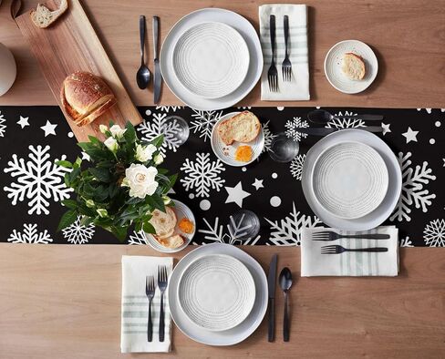 Table Runners 90 inches Long, Christmas White Snowflake Black Background Table Runner Farmhouse Dresser Scarves,Decortaive Table Runner Cover for Dining Coffee Table Holiday Party Wedding in Kuwait