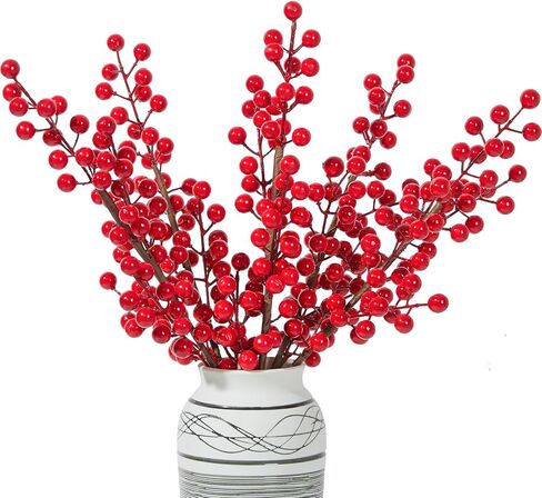 5 Pack Artificial Red Berry Stems Faux Christmas Holly Berry Branches 25.5 Inches Fake Burgundy Berry Picks for Holiday Floral Arrangements Xmas Tree Decorations Wedding DIY Crafts in Saudi Arabia