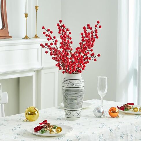 5 Pack Artificial Red Berry Stems Faux Christmas Holly Berry Branches 25.5 Inches Fake Burgundy Berry Picks for Holiday Floral Arrangements Xmas Tree Decorations Wedding DIY Crafts in Saudi Arabia