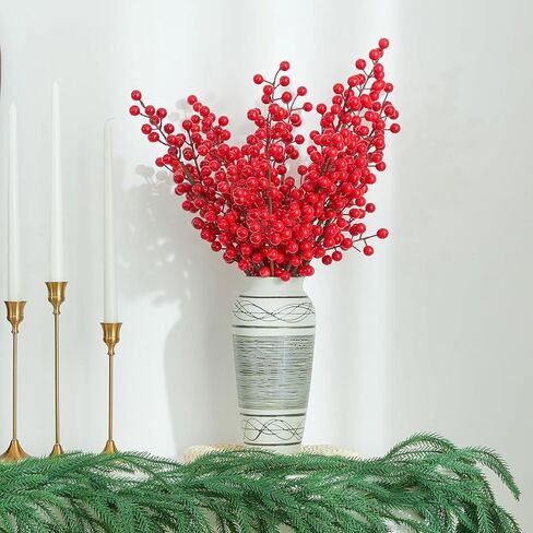 5 Pack Artificial Red Berry Stems Faux Christmas Holly Berry Branches 25.5 Inches Fake Burgundy Berry Picks for Holiday Floral Arrangements Xmas Tree Decorations Wedding DIY Crafts in Saudi Arabia