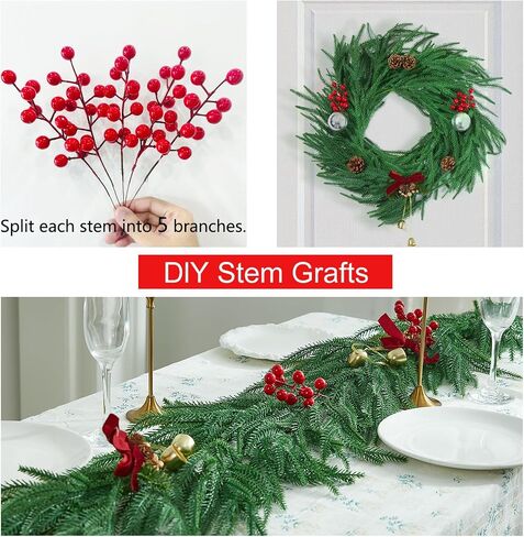 5 Pack Artificial Red Berry Stems Faux Christmas Holly Berry Branches 25.5 Inches Fake Burgundy Berry Picks for Holiday Floral Arrangements Xmas Tree Decorations Wedding DIY Crafts in Saudi Arabia
