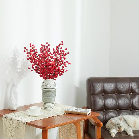 5 Pack Artificial Red Berry Stems Faux Christmas Holly Berry Branches 25.5 Inches Fake Burgundy Berry Picks for Holiday Floral Arrangements Xmas Tree Decorations Wedding DIY Crafts in Saudi Arabia