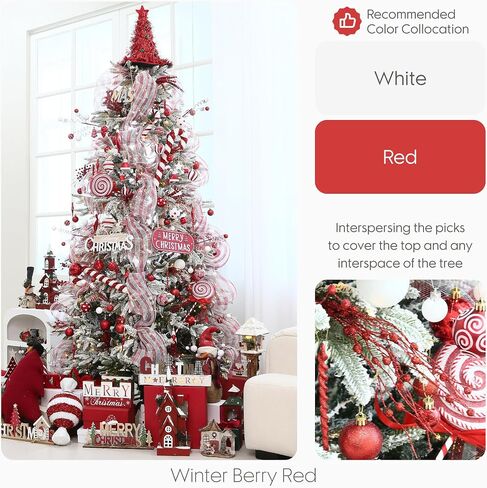 Sea Team 24-Pack Artificial Glitter Berry Stem Ornaments, Decorative Bead Sticks, Glittery Twigs, Picks, Branches for Christmas Tree, Small Vase, Holiday, Wedding, Party (15 Inches, White) in Saudi Arabia