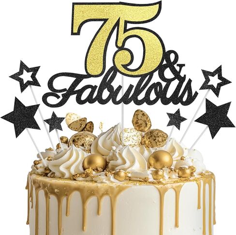 60 & Fabulous Cake Topper, 60th Birthday Cake Toppers, 60 and Fabulous Birthday Cake Decorations for 60th Birthday Party Decor for Men Women, Black Gold in Kuwait