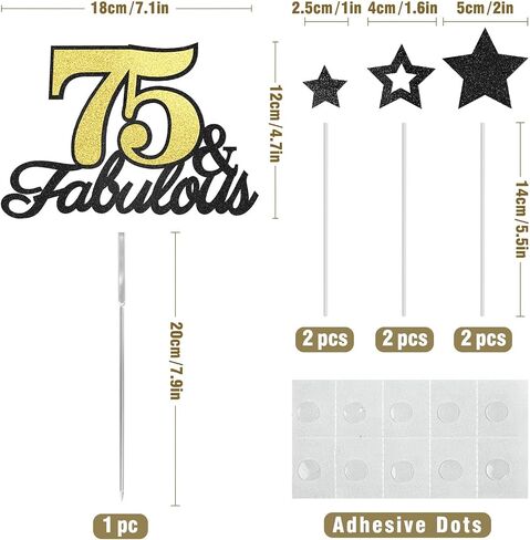 60 & Fabulous Cake Topper, 60th Birthday Cake Toppers, 60 and Fabulous Birthday Cake Decorations for 60th Birthday Party Decor for Men Women, Black Gold in Kuwait