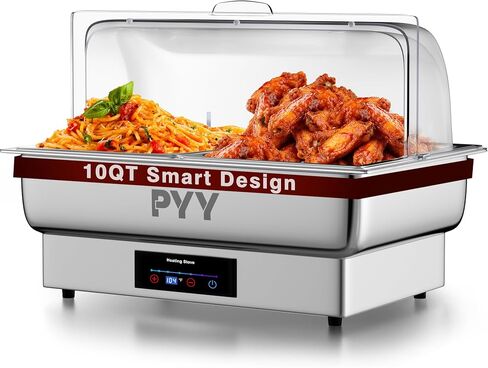 PYY Electric Chafing Dish Buffet Set, Roll Top Chafing Dish, Stainless Steel Chaffing Server Set Chafer for Catering,Buffets (2 Half-Size with Lid) in Saudi Arabia