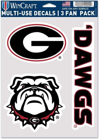 Wincraft NCAA Georgia Bulldogs Decal Multi Use Fan 3 Pack, Team Colors, One Size in Saudi Arabia
