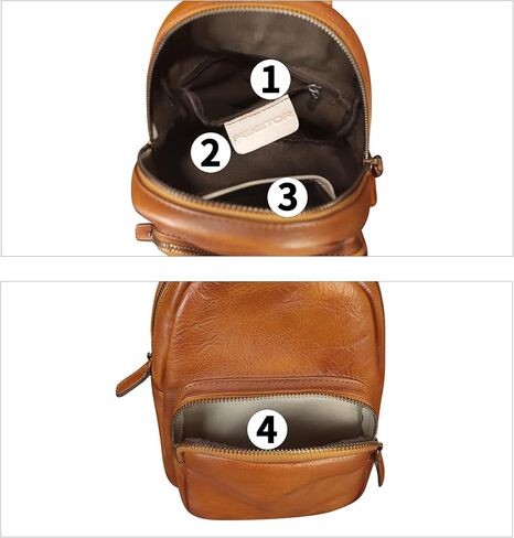 Genuine Leather Sling Bag Retro Crossbody Sling Backpack Handmade Chest Shoulder Daypack Cycling Bag Purse Fanny Pack (Brown) in Kuwait