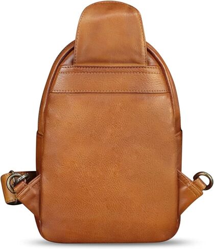 Genuine Leather Sling Bag Retro Crossbody Sling Backpack Handmade Chest Shoulder Daypack Cycling Bag Purse Fanny Pack (Brown) in Kuwait